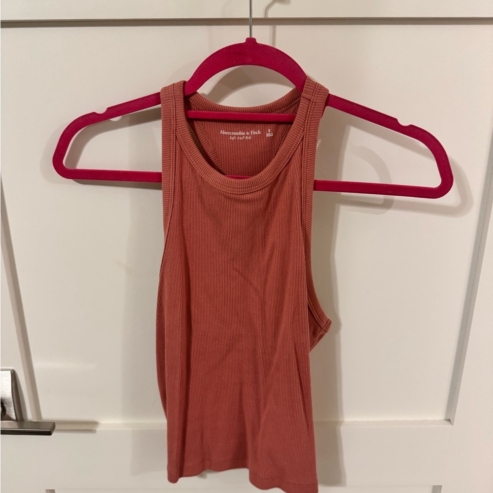 Abercrombie & Fitch Ribbed Tank Top in Dusty Terracotta